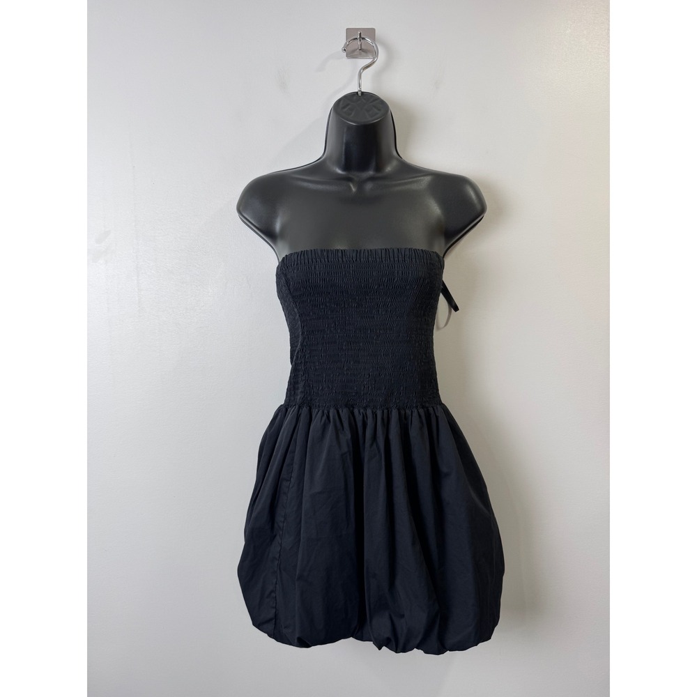 NWT Simon Miller Women Via Black Strapless Smocked Bubble Hem Mini Dress Small